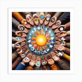 Many Hands Around The Sun Art Print