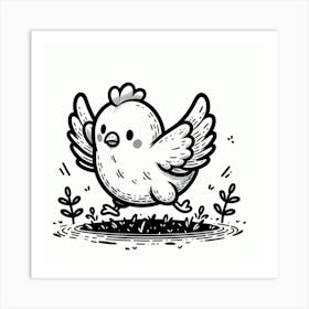 Line Art chicken 2 Art Print