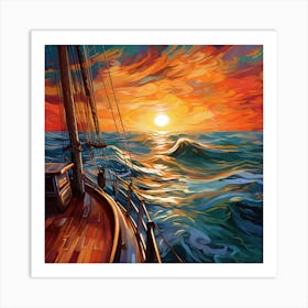 Sunset Sailboat Painting 1 Art Print