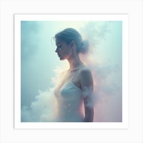 Portrait Of A Girl In The Clouds Art Print