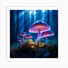 Glowing mushrooms Art Print