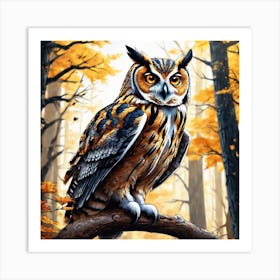 Owl In The Forest 211 Art Print