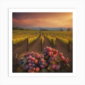 Sunset In The Vineyard 2 Art Print