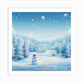 Snowman In The Snow 4 Art Print