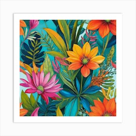 Tropical Flowers Art Print