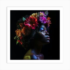 Afro-American Woman With Flower Crown Art Print