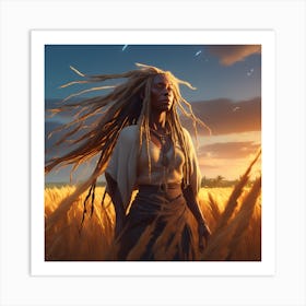 Woman In Wheat Field Art Print