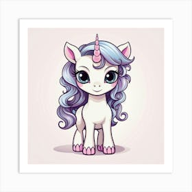 Cute Cartoon Unicorn 2 Art Print