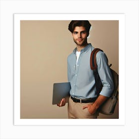Young Man With Laptop 1 Art Print