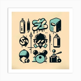 Graffiti Icon Set Art Print