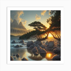 Sunset In The Mountains Art Print