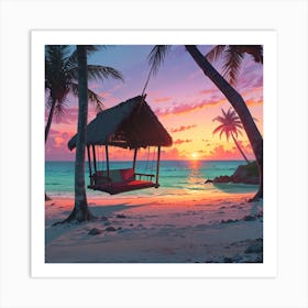 Sunset On The Beach Art Print