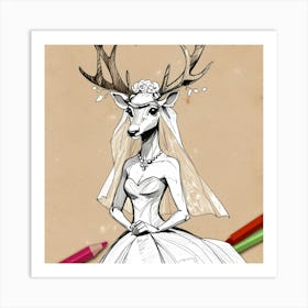 Deer Bride 10 Art Print