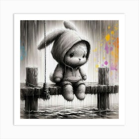 Rainy Day Bunny Art Print