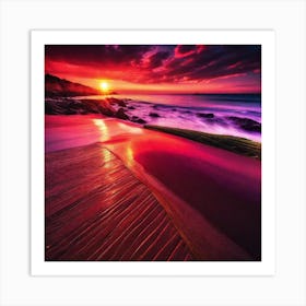 Sunset On The Beach 212 Art Print