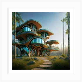 Huge colorful futuristic house design with vibrant details 7 Art Print