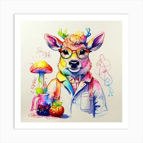 Deer In Glasses 8 Art Print