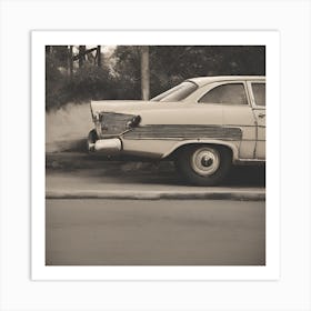 Old Car Parked On Street Art Print