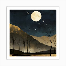 Leonardo Anime Xl An Abstract Landscape With Dark And Golden T 1 Art Print