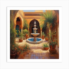 Fountain In The Courtyard Art Print