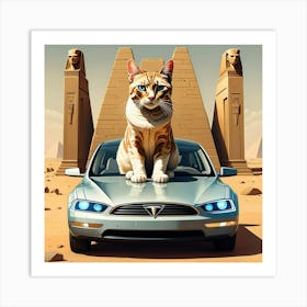 A painting of a Tesla car in the era of the Pharaohs
CAT 1 Art Print