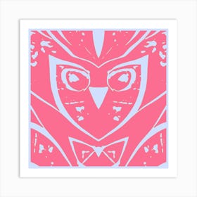 Abstract Owl Pink And Grey 1 Art Print