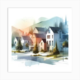 Watercolor Of A City 2 Art Print