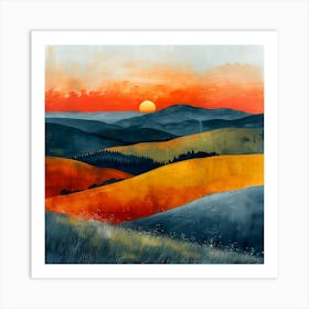 Sunset, Abstract Expressionism, Minimalism, and Neo-Dada Art Print