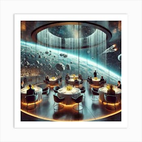 A Futuristic Restaurant Offering Spacefront Dining Art Print