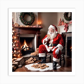 Santa Claus Eating Cookies 14 Art Print