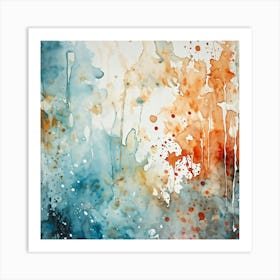 Artistic Grunge Pattern Stands Out In A Retro Watercolor Paint Stained Hues Merging And Contrasting (3) Art Print