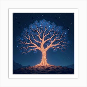 A Glowing Tree With Branches Stretching Into The Stars 1 Art Print