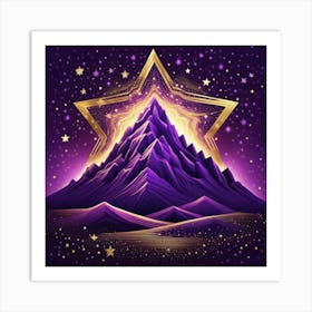 Purple Mountain With Star Art Print