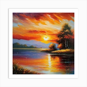 Sunset By The Lake 53 Art Print