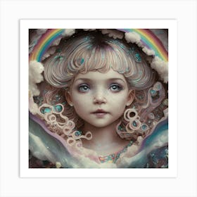 Girl With A Rainbow Art Print