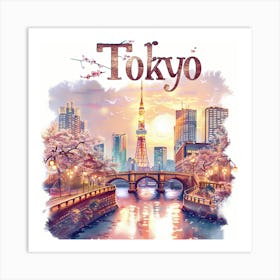 Tokyo Skyline PostCard Artwork Art Print