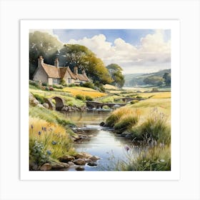 Cottage By The Stream 5 Art Print