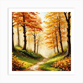 Forest In Autumn In Minimalist Style Square Composition 254 Art Print