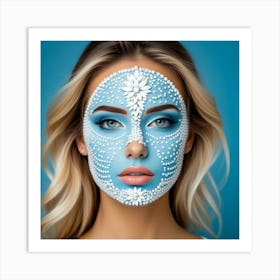 Beautiful Woman With Blue Face Paint Art Print