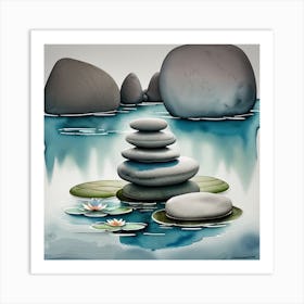 Zen Stones Watercolor Art Print