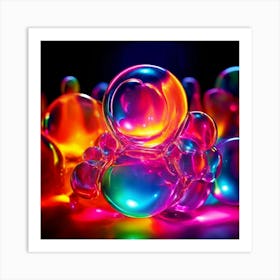 Glow Shapes Neon Bright Color 3d Fluid Bubbles Luminous Vibrant Vivid Radiant Flowing G (7) Art Print