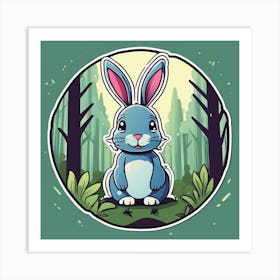 Bunny In Forest Sticker 2d Cute Fantasy Dreamy Vector Illustration 2d Flat Centered By Tim B (3) Art Print