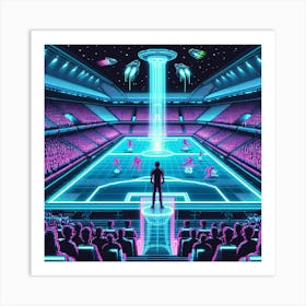 8-bit futuristic sports stadium 1 Art Print