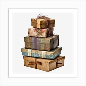 Stacked Gift Boxes Art Print