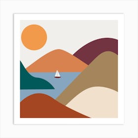 Sailboat In The Mountains Art Print