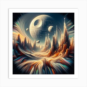 Death Star,a surrealistic painting of Star Wars planets Art Print