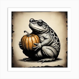 Toad Holding a Pumpkin  Art Print