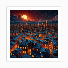 Cityscape At Night Art Print