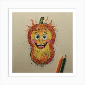 Pumpkin Drawing Art Print