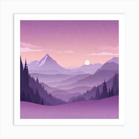 Misty mountains background in purple tone 110 Art Print